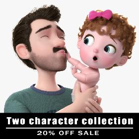 Cartoon Family Rigged V6 3D model